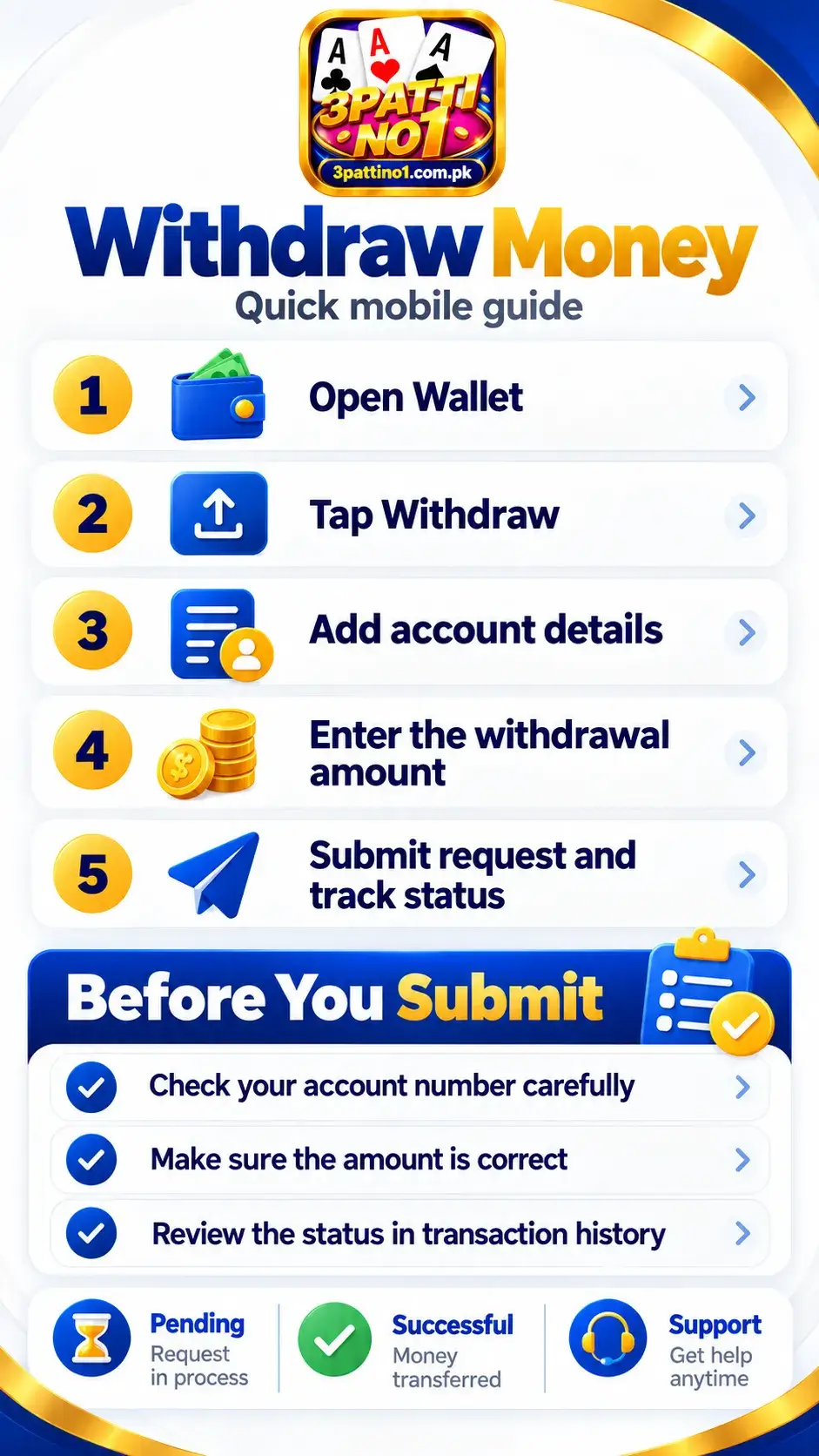 3 Patti No1 Withdraw Money Mobile